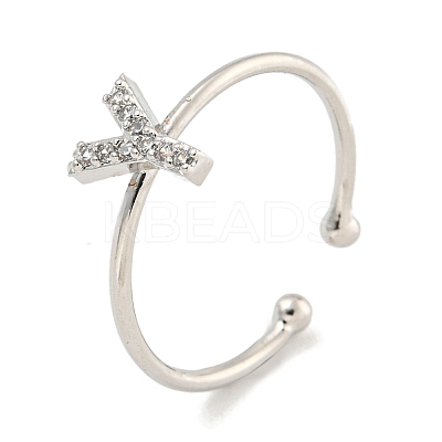 Rack Plating Brass Open Cuff Rings for Women RJEW-F162-02P-Y-1