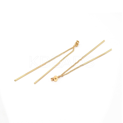 Brass Friction Ear Nut with Long Chain Tassel KK-B059-32G-1
