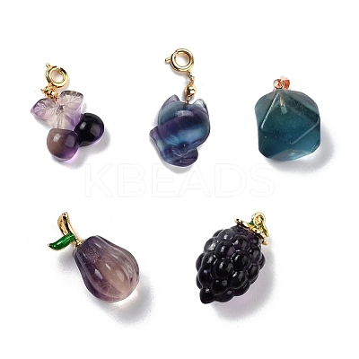 Natural Fluorite Carved Pendants G-J387-95-1