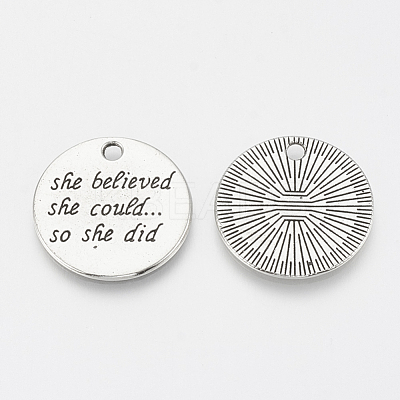 Tibetan Style Alloy Quote Pendants X-TIBE-Q085-06AS-LF-1