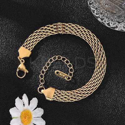 Ion Plating(IP) 304 Stainless Steel Mesh Chain Bracelet BJEW-G669-14G-1