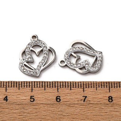 304 Stainless Steel Clay Rhinestone Pendants STAS-P406-17D-P-1