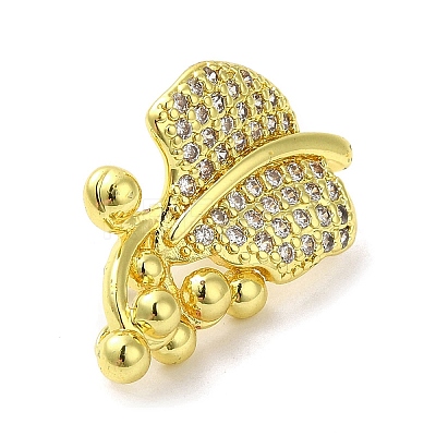 Rack Plating Brass Micro Pave Clear Cubic Zirconia Twister Clasps KK-F863-03G-1