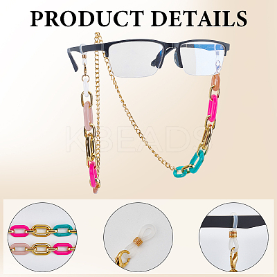 1Pc Acrylic with Alloy Oval Link Chains Neck Strap for Eyeglasses AJEW-CN0003-60C-1