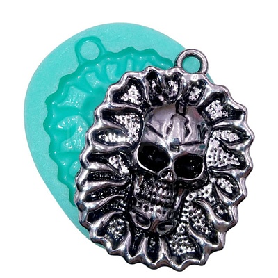 Oval with Skull Pendant Food Grade Silicone Molds DIY-M040-07-1