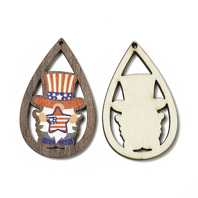 American Flag Theme Single Face Printed Aspen Wood Pendants WOOD-G014-01F-1