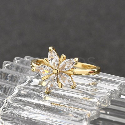 Rack Plating Brass Micro Pave Cubic Zirconia Finger Rings for Women RJEW-M027-01G-02-1