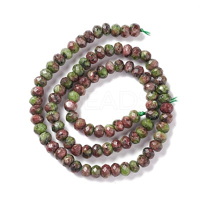 Dyed Natural Sesame Jasper/Kiwi Jasper Rondelle Beads Strands G-E316-A05-1