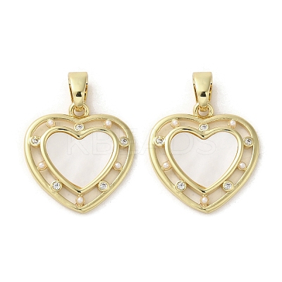 Brass Pave Shell Pendants KK-I708-15C-G-1