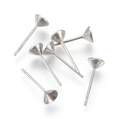 Non-Tarnish 304 Stainless Steel Post Stud Earring Settings STAS-I097-006C-P-1