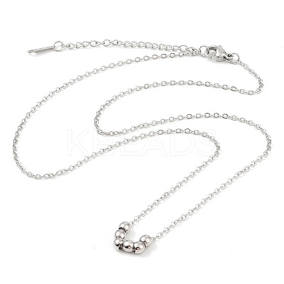 Non-Tarnish 304 Stainless Steel Cable Chain Round Beads Pendant Necklaces for Women NJEW-Z047-02P-1