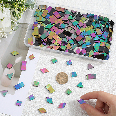 200Pcs 4 Styles Rainbow Iridescent Glass Cabochons MOSA-SP0001-03-1