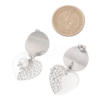 ABS Plastic Imitation Pearl Dangle Stud Earrings EJEW-JE06903-01-1