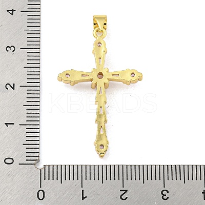 Cross Rack Plating Brass Cubic Zirconia Pendants KK-Z053-13G-03-1