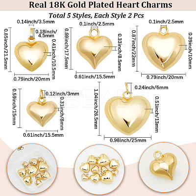 10Pcs 5 Styles Brass Pendants KK-BBC0022-65-1