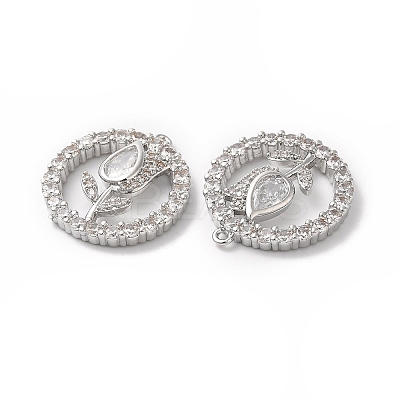 Brass Pave Cubic Zirconia with Glass Pendants KK-G465-21P-1