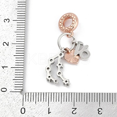 Brass Pendants with Cubic Zirconia European Beads KK-Q015-01M-1