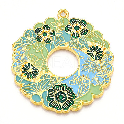 Rack Plating Alloy Enamel Big Pendants ENAM-N056-394E-G-1