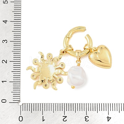Brass Micro Pave Clear Cubic Zirconia & Plastic Imitation Pearl & Resin Pendants CU-CBA1242-01E-G-1