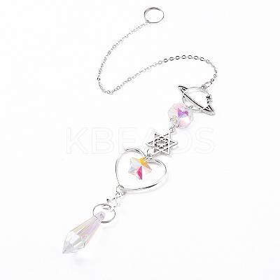 AB Color Plated Crystal Bullet Big Pendant Decorations HJEW-G019-03A-1