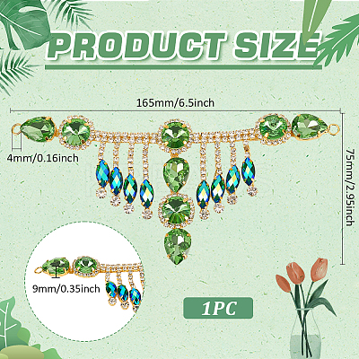 1Pc Flower Brass Rhinestone Ornament Accessories OHAR-FG0001-03-1
