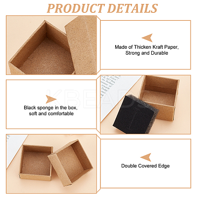 48Pcs 2 Styles Square Kraft Paper Cardboard Jewelry Ring Boxes CBOX-PH0002-24-1