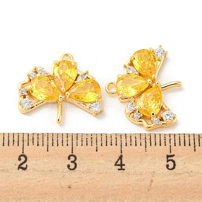Real 18K Gold Plated Ginkgo Biloba Brass Micro Pave Cubic Zirconia Pendants KK-Q809-24G-02-1