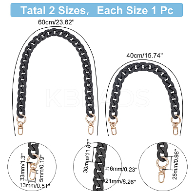 2Pcs 2 Style Acrylic Cable Chain Bag Handles AJEW-WR0001-70-1