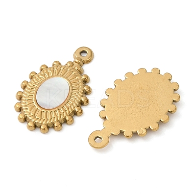 304 Stainless Steel Natural White Shell Pendants STAS-L288-11G-02-1