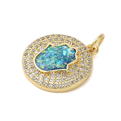 Brass Micro Pave Cubic Zirconia Pendants KK-K385-130A-G-1