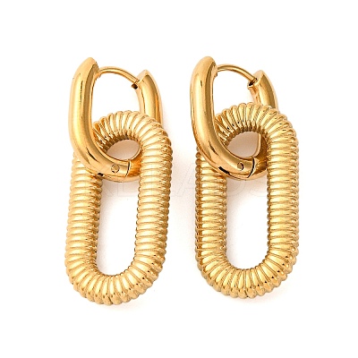 Ion Plating(IP) 304 Stainless Steel Oval Hoop Earrings for Women EJEW-S240-02G-1