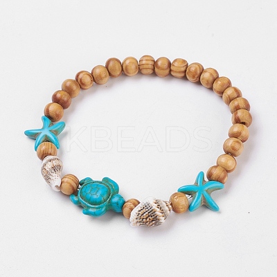 Round Wood Stretch Bracelets X-BJEW-JB03769-1