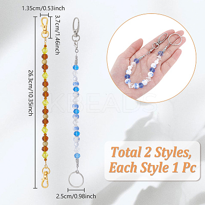 2Pcs Glass & Acrylic & Alloy Keychain KEYC-NB00028-1