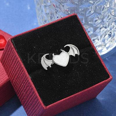 Heart with Wing Enamel Finger Rings RJEW-G337-05P-1