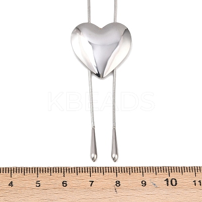 201 Stainless Steel Heart Lariat Adjustable Necklaces for Women LS-NJEW-K297-01P-1