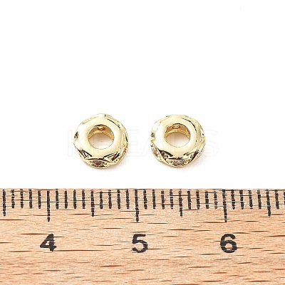 Flat Round Brass Micro Pave Clear Cubic Zirconia Spacer Beads KK-L237-016G-1