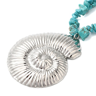 Boho Dyed Synthetic Turquoise Chip & Plastic Pearl Multi Layered Necklaces LS-NJEW-U006-04A-P-1