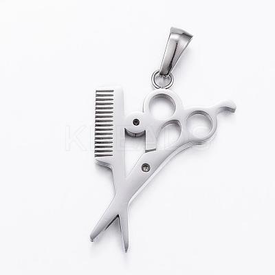 304 Stainless Steel Rhinestone Pendants STAS-P157-02P-1