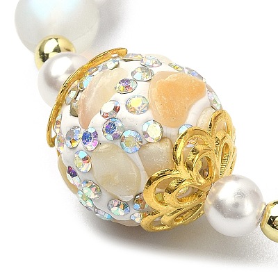 Synthetic Moonstone & Hematite & Plastic Imitation Pearl Beaded Stretch Bracelet BJEW-JB09504-1