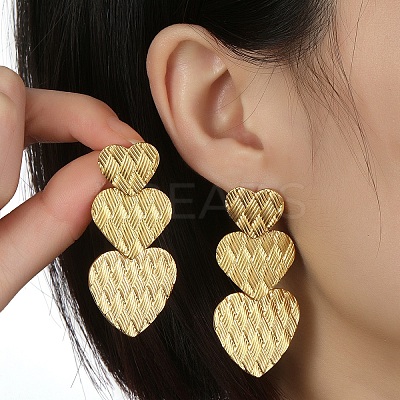 201 Stainless Steel Heart Dangle Stud Earrings EJEW-D084-16G-1
