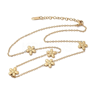 304 Stainless Steel 5-Petal Flower Link Chain Necklaces NJEW-G184-03G-1