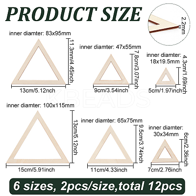 2 Sets Triangle Wood Hoop Rings Macrame for DIY Craft Making DIY-BC0009-97-1