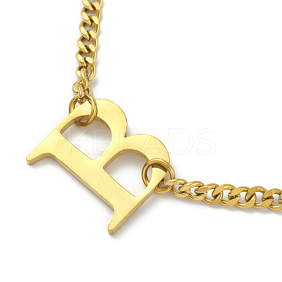 Ion Plating(IP) 304 Stainless Steel Initial Letter B Pendant Necklace with Curb Chains for Women NJEW-M199-02G-1