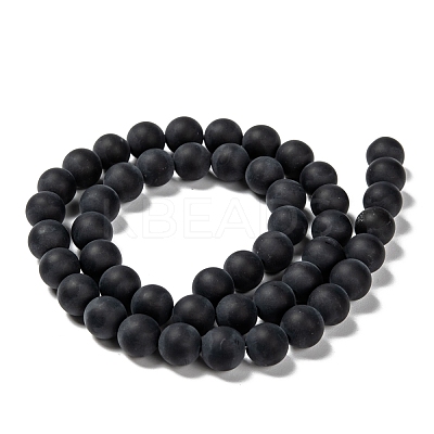 Grade A Natural Black Agate Beads Strands G447-4-1