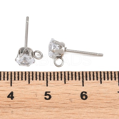 304 Stainless Steel Micro Pave Cubic Zirconia Stud Earring Findings STAS-H240-56P-01-1