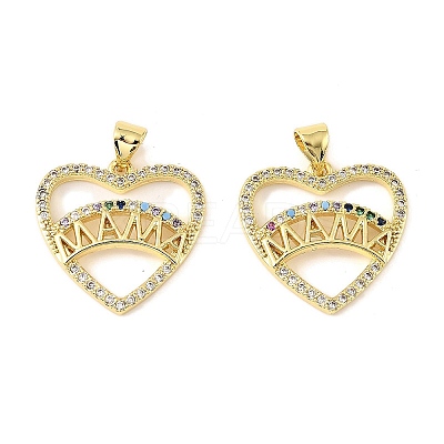 Mother's Day Brass Micro Pave Cubic Zirconia Pendants KK-M324-02E-G-1