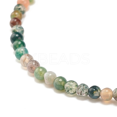 Mini Natural Indian Agate Beaded Stretch Bracelets BJEW-JB07669-04-1