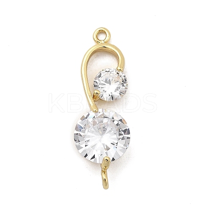 Brass Pave Clear Cubic Zirconia Flat Round Connector Charms KK-A275-24G-1