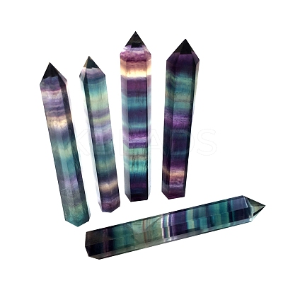 Natural Colorful Fluorite Pointed Prism Bar Home Display Decoration G-PW0007-098B-1