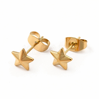 304 Stainless Steel Star Stud Earrings for Women EJEW-C004-08G-1